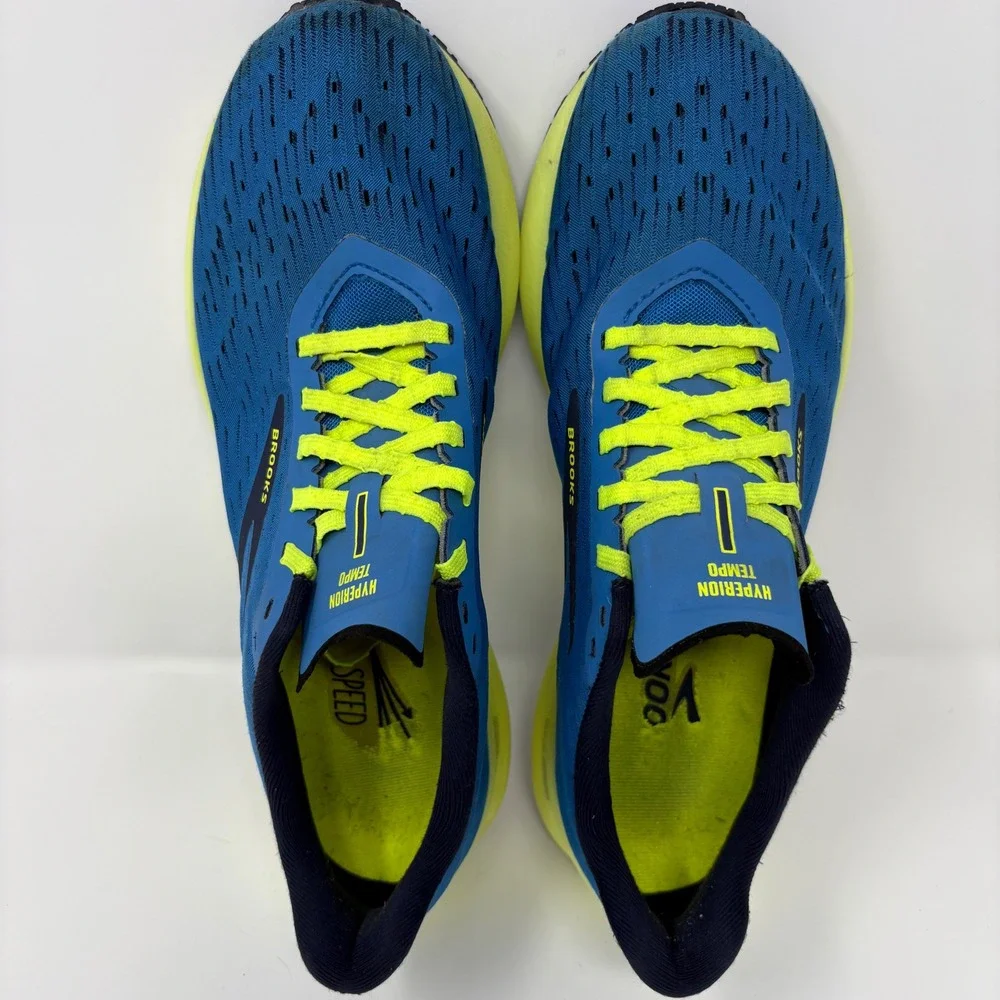 Brooks Hyperion Tempo Mens Size 9.5 Blue Yellow Running Shoes (1103391D491)